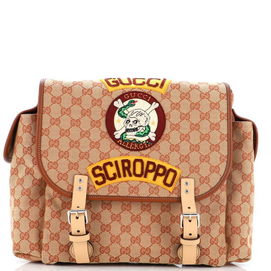 Luxury Gucci Trending 2025 Children's Flap Backpack Embroidered GG Canvas