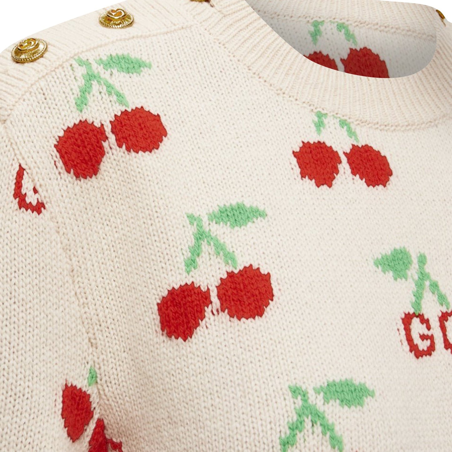 Gucci GG logo Cherries crew long sleeves sweater