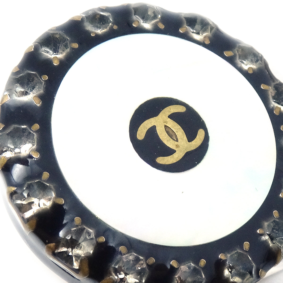 Luxury Chanel 1997 Mother of Pearl & Crystal Earrings Clip-On