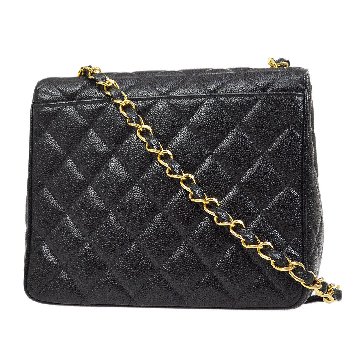 Luxury Chanel 1994-1996 Big CC Straight Flap Bag Medium Black Caviar