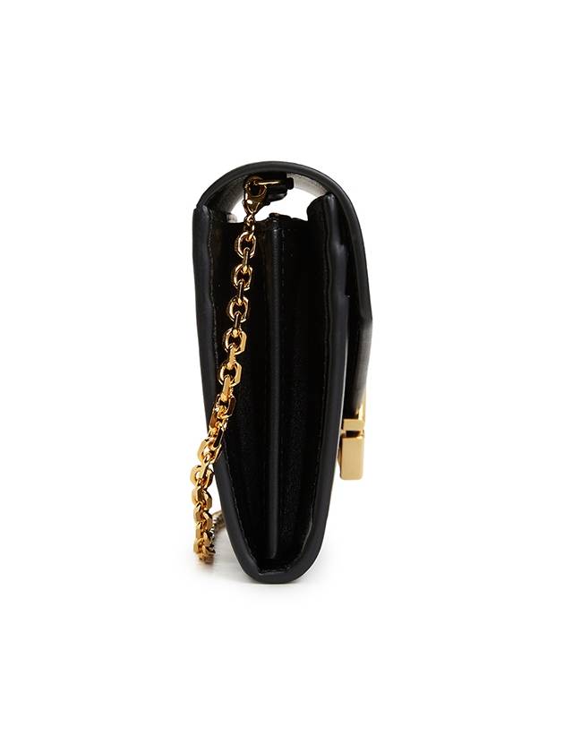 Luxury Fendi FF Diamond Continental Chain Long Wallet Black