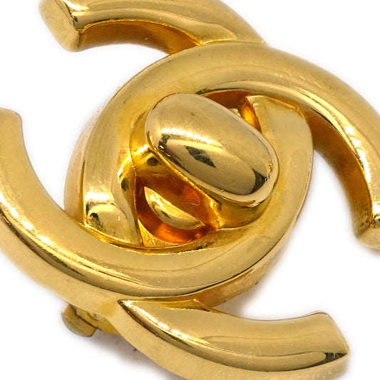 Chanel CC Turnlock Earrings Clip-On Gold Small 97P