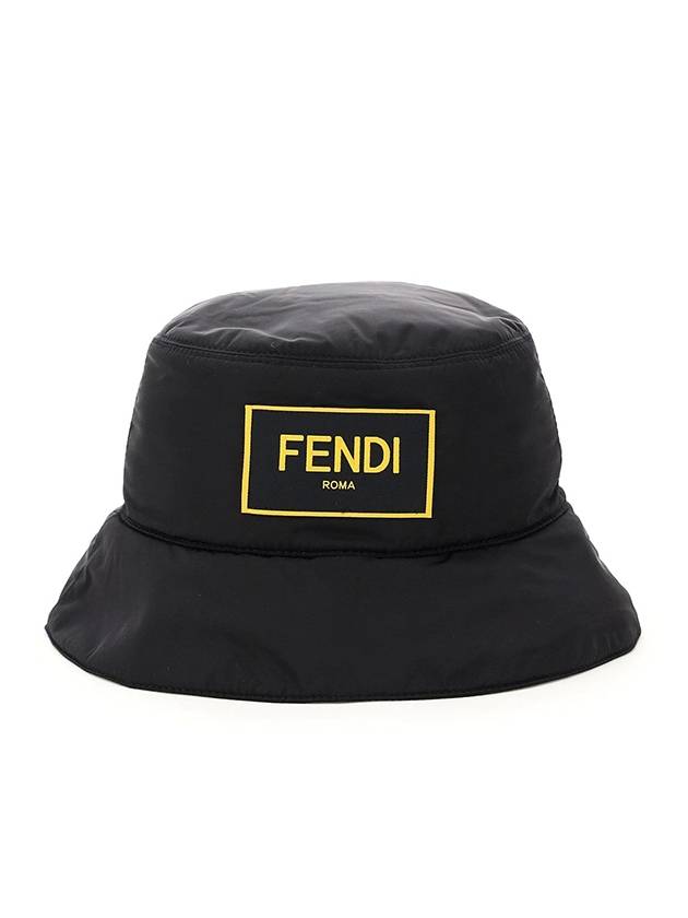 Luxury Fendi Roma Nylon Bucket Hat Black