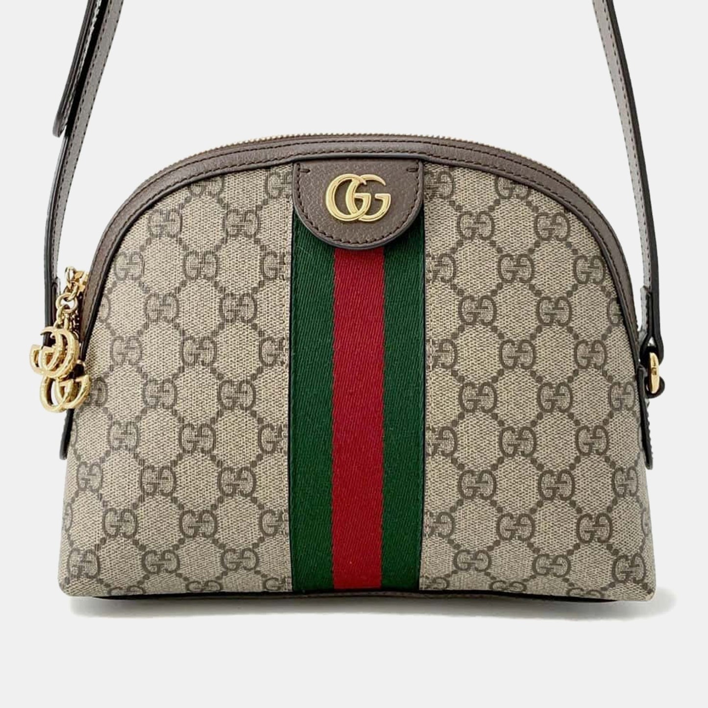 Luxury Gucci Trending 2025 Beige/Brown Canvas Leather GG Supreme Ophidia Web Bag