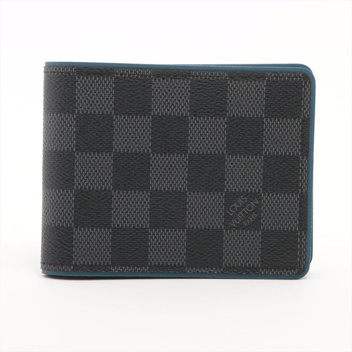 Louis Vuitton Damiere Portfolio Multiple N64434 Blue x Black Compact Wallet