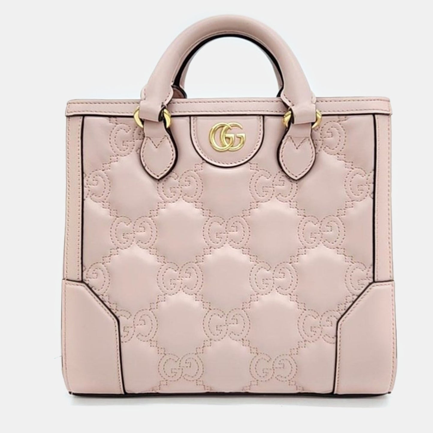 Luxury Gucci Trending 2025 Pink Leather Matelasse Mini Top Handle Bag
