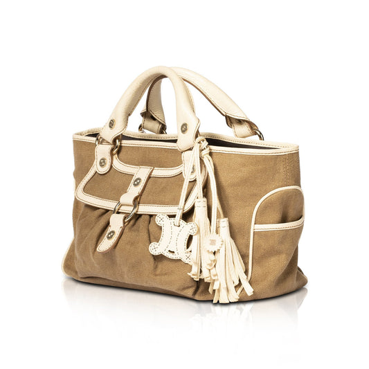 Celine Leather-Trimmed Handle Bag