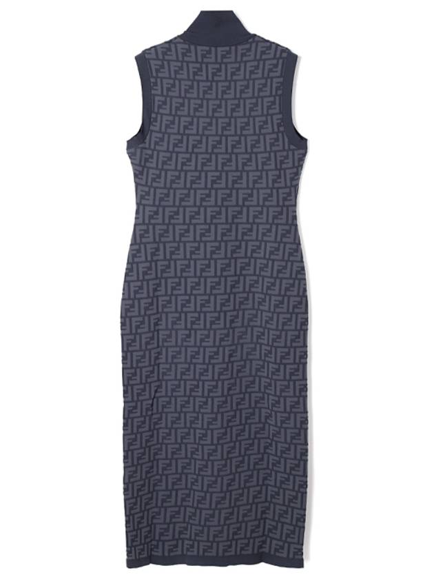 Luxury Fendi FF motif sleeveless midi dress blue