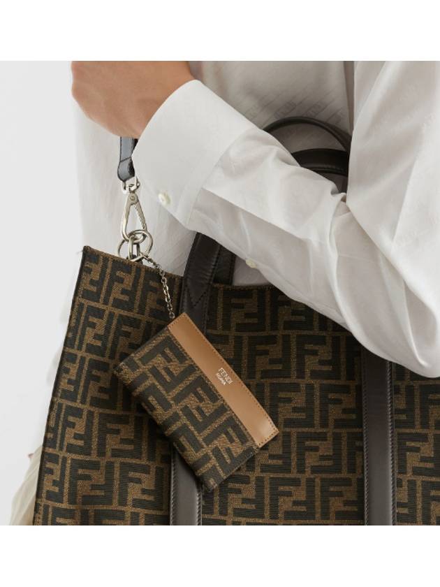 Luxury Fendi FF Motif Zipper Case Key Holder Brown