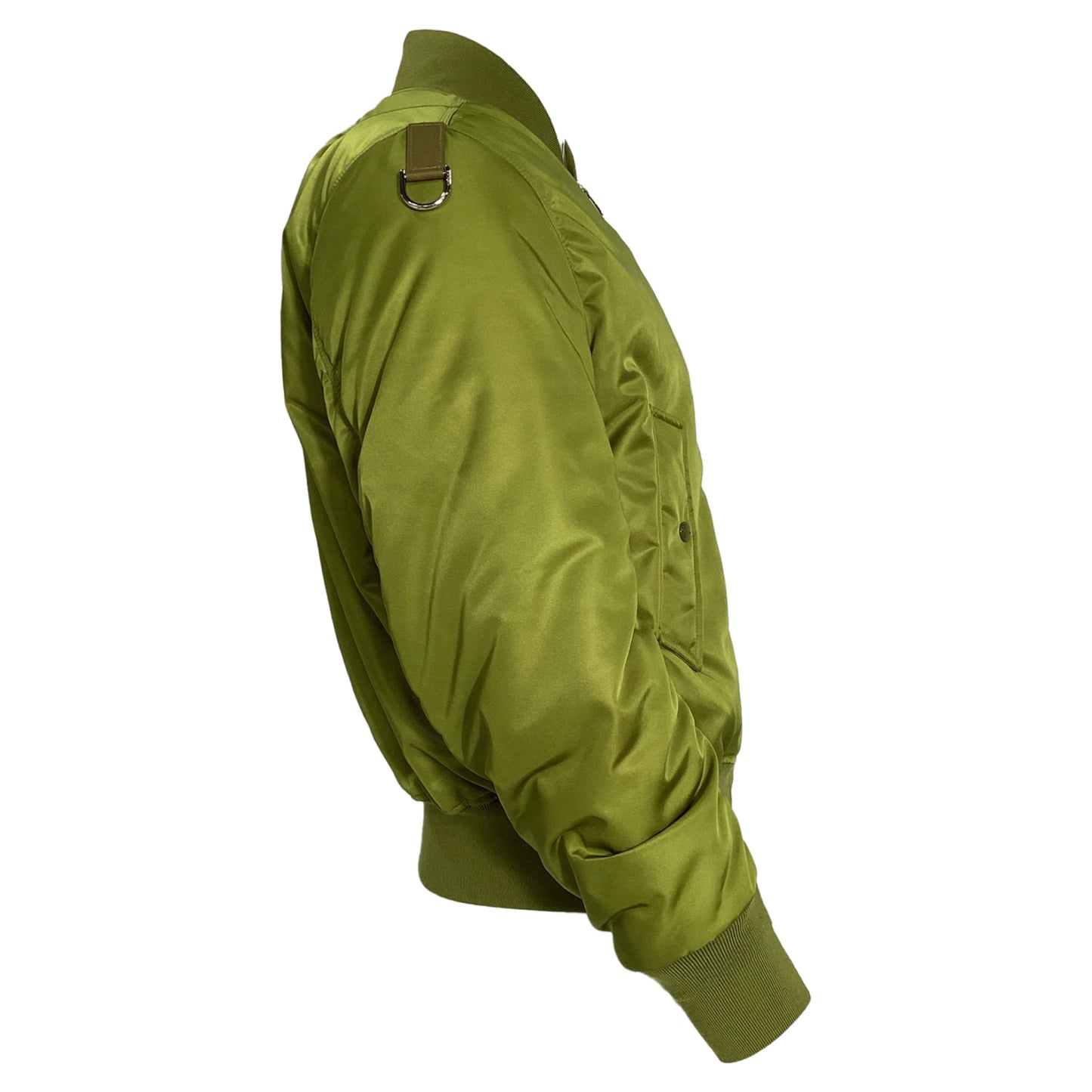 Gucci Logo-Embroidered Bomber Jacket with Pockets in Green Polyamide