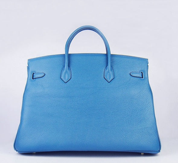 Luxury Hermes Birkin 35cm Togo Leather Handbags 6099 Blue Golden