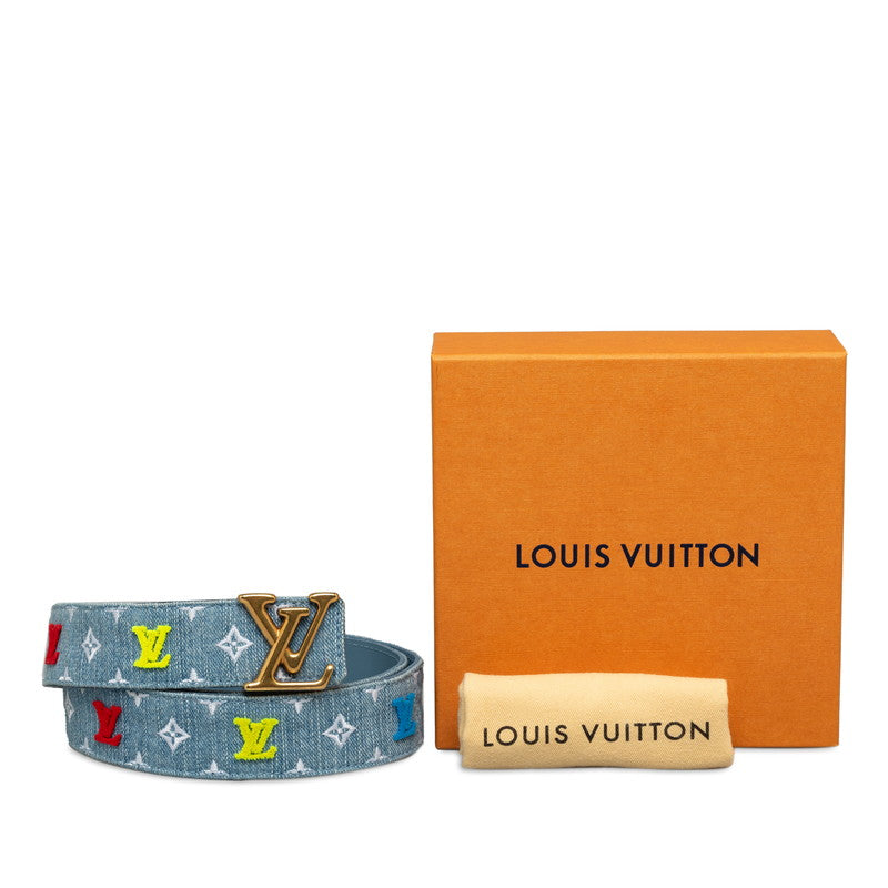 Louis Vuitton Monogram Denim Sanctuary LV New Wave Belt Size 80/32 M0146 Light Blue Multicolor Denim Leather  Louis Vuitton