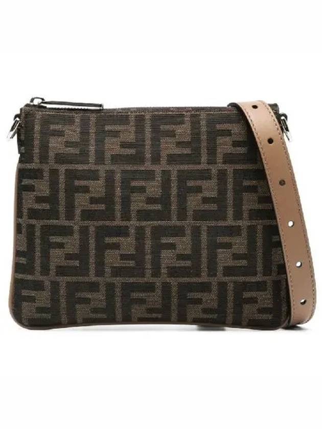 Luxury Fendi After FF Jacquard Cross Bag Brown