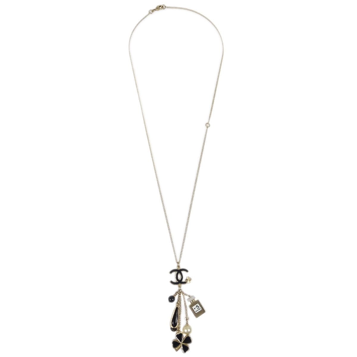 Chanel Icon Artificial Pearl Gold Chain Pendant Necklace 12A
