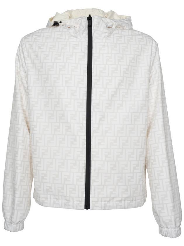 Luxury Fendi Men's Logo Pattern Reversible Windbreaker White