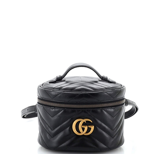 Luxury Gucci Trending 2025 GG Marmont Vanity Backpack Matelasse Leather Mini