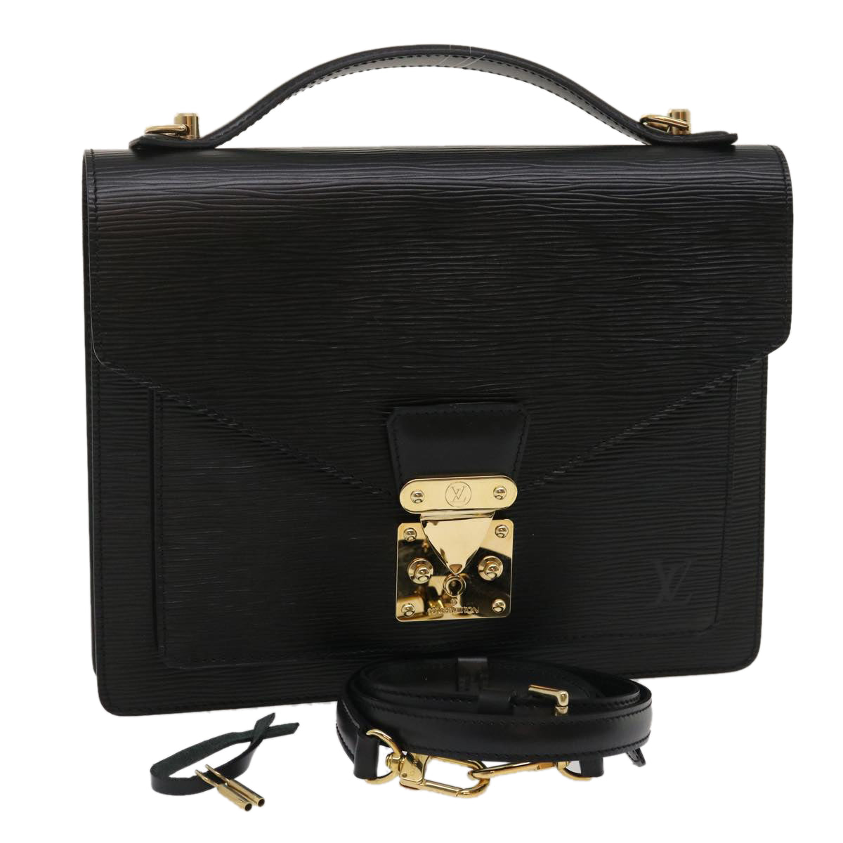 LOUIS VUITTON Epi Monceau Hand Bag 2way Black M52122 LV ch025A