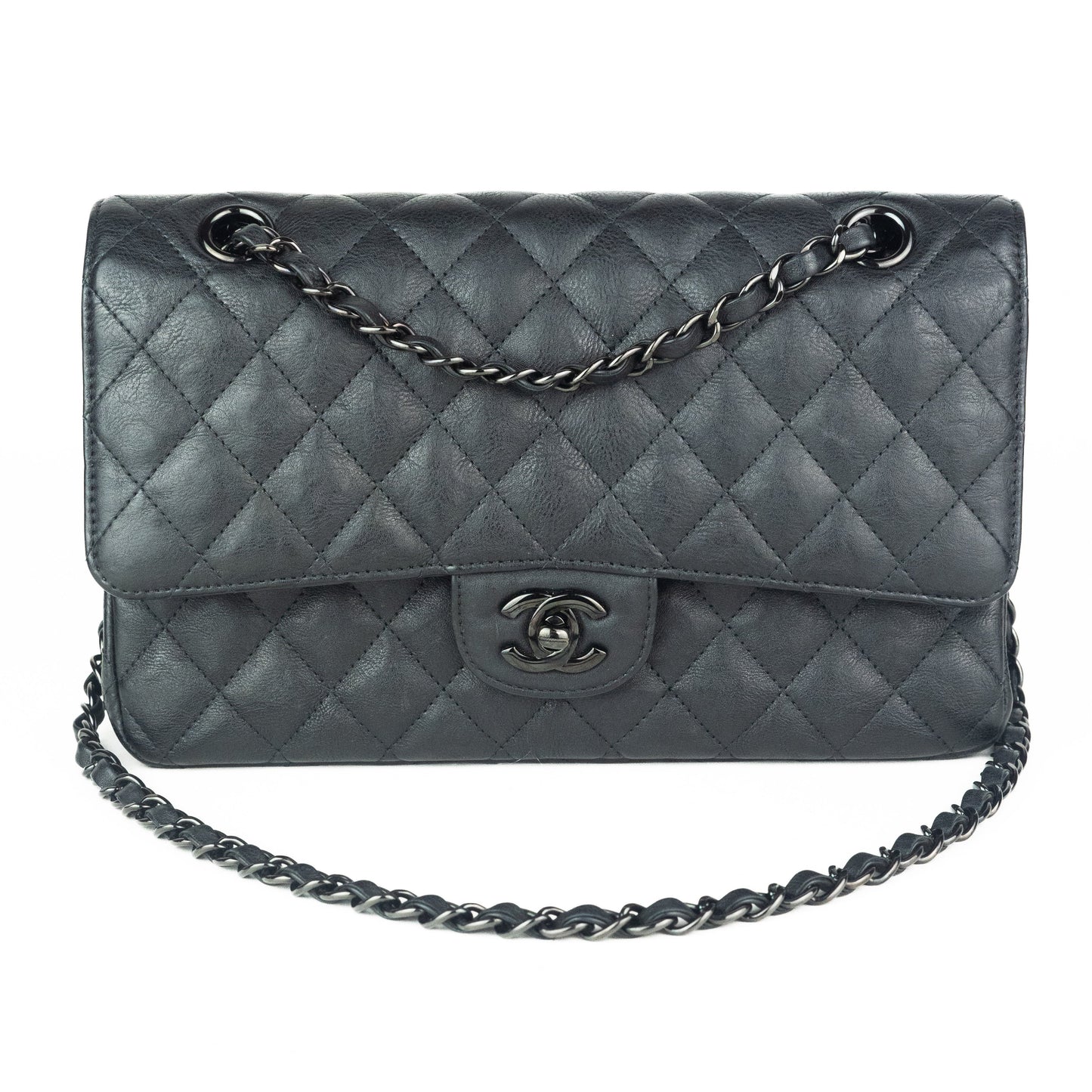 Chanel So Black Classic Medium Flap bag In Crumpled Calfskin
