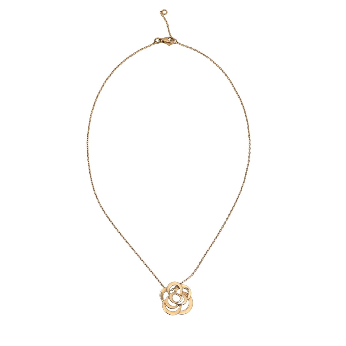 Chanel 18K Yellow Gold Fil De Camelia Pendant Necklace