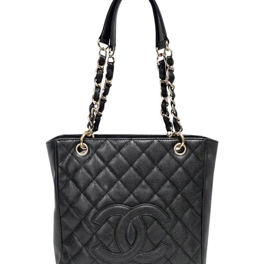Chanel Black Caviar Leather Petite Shopping Tote