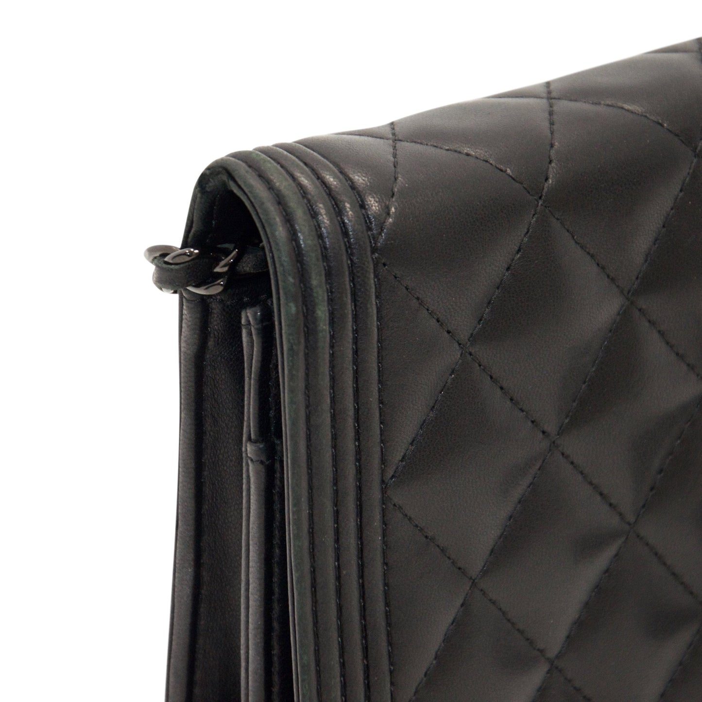Chanel Black Quilted Boy Wallet on Chain