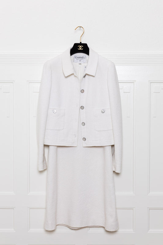 CHANEL Blazer & Dress Tweed White
