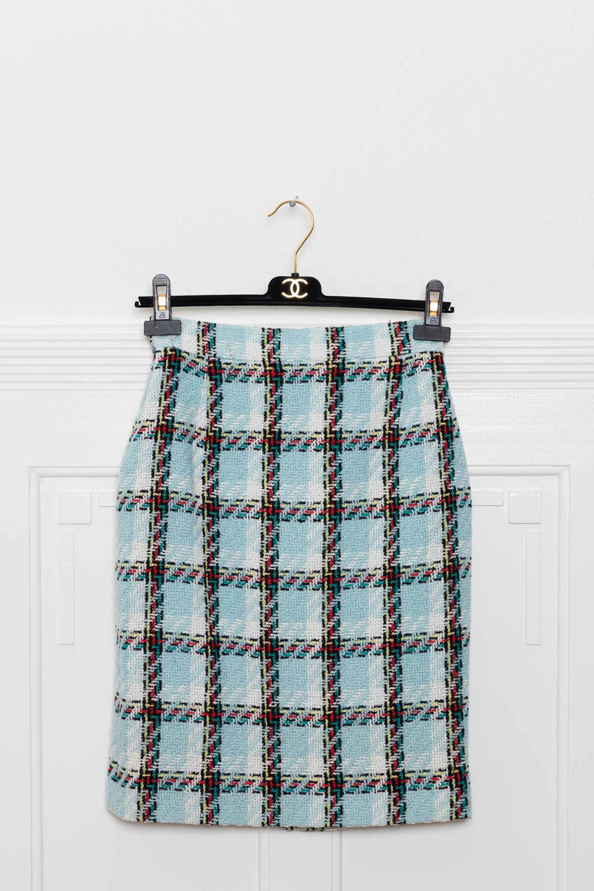 CHANEL S95 Two Piece Tweed baby Blue Check