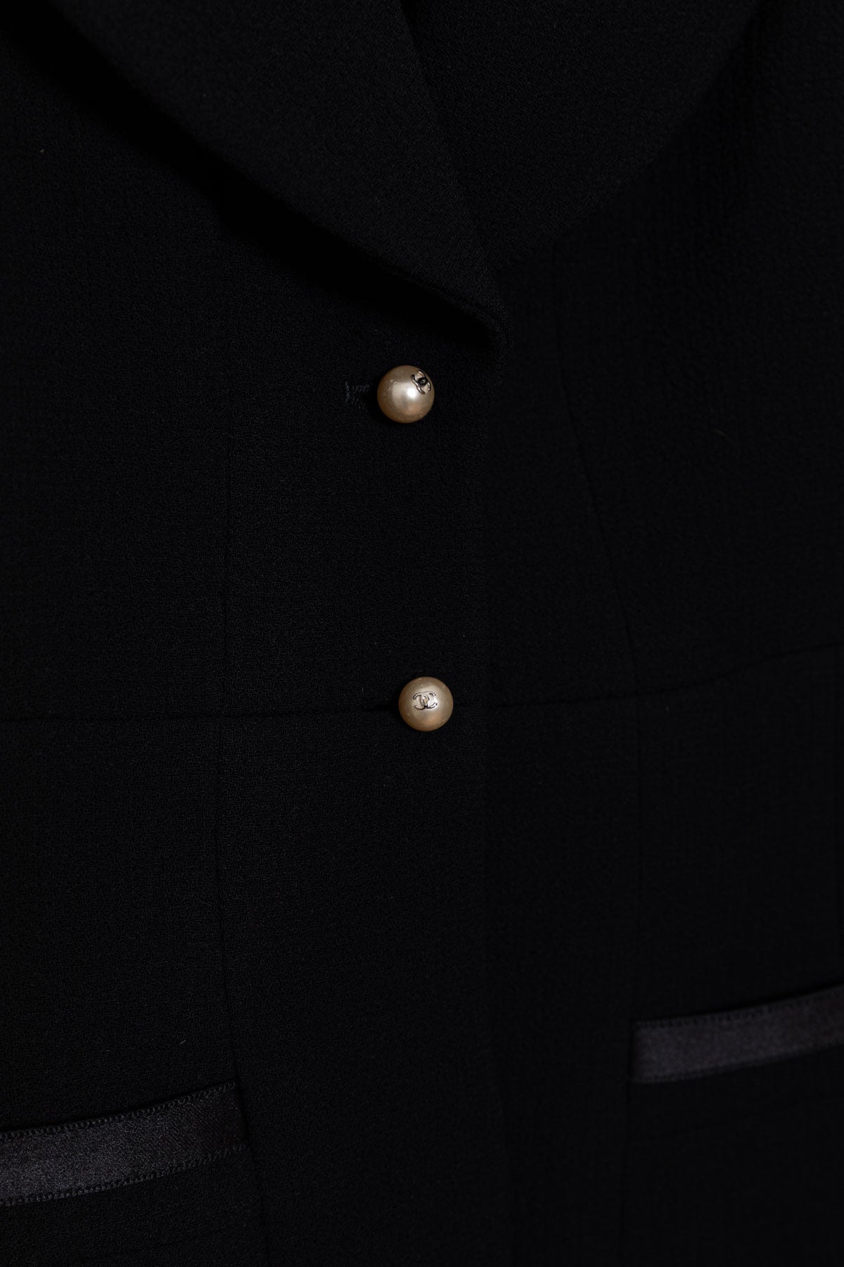 CHANEL F97 Two Piece Black with Pearl Buttons