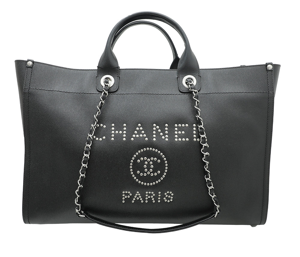 Chanel Black CC Deauville Studded Bag