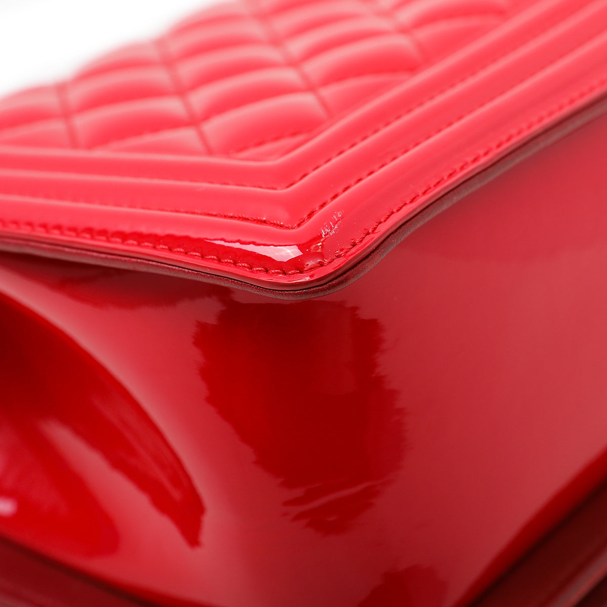 Chanel Red Boy Plexiglass Lock Bag