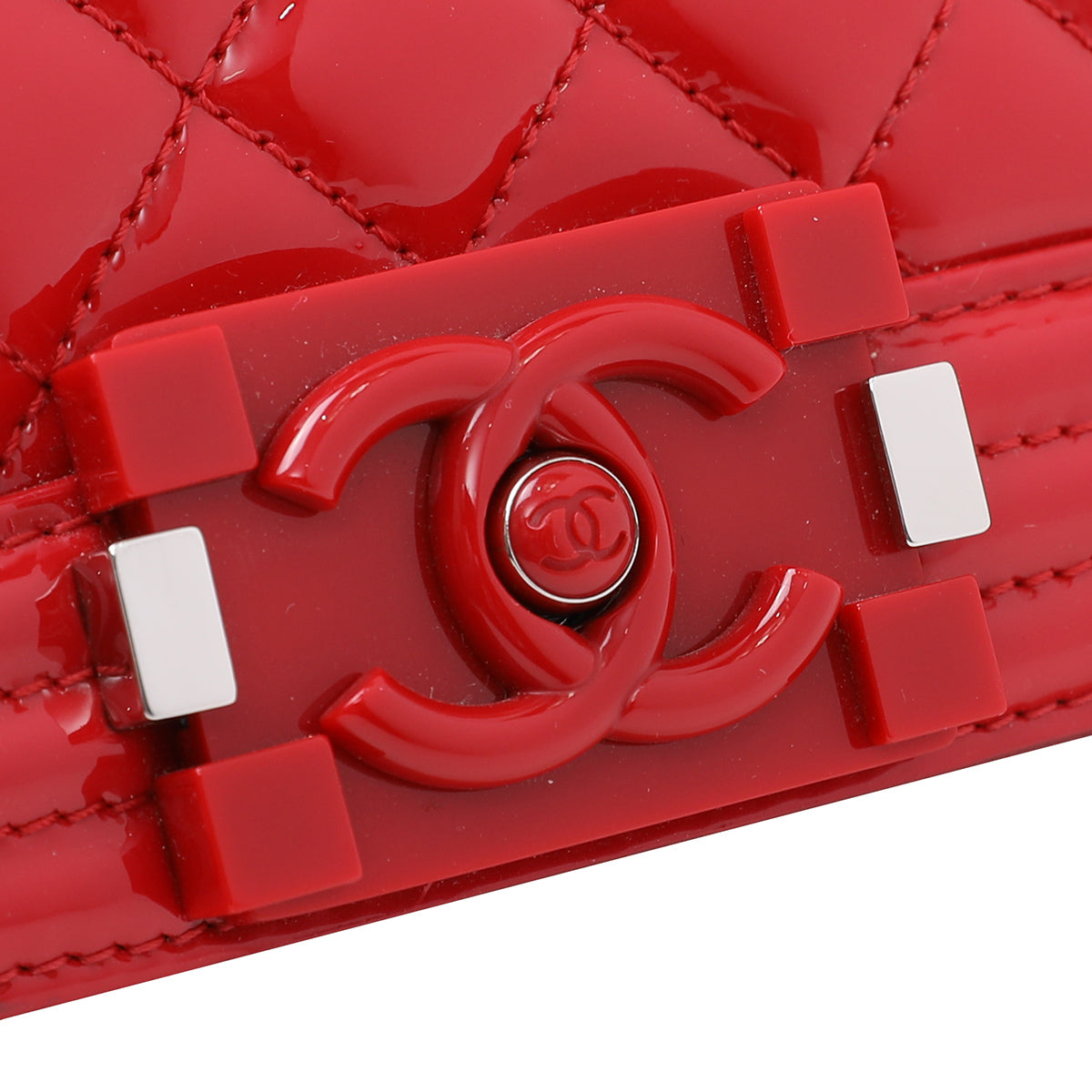 Chanel Red Boy Plexiglass Lock Bag