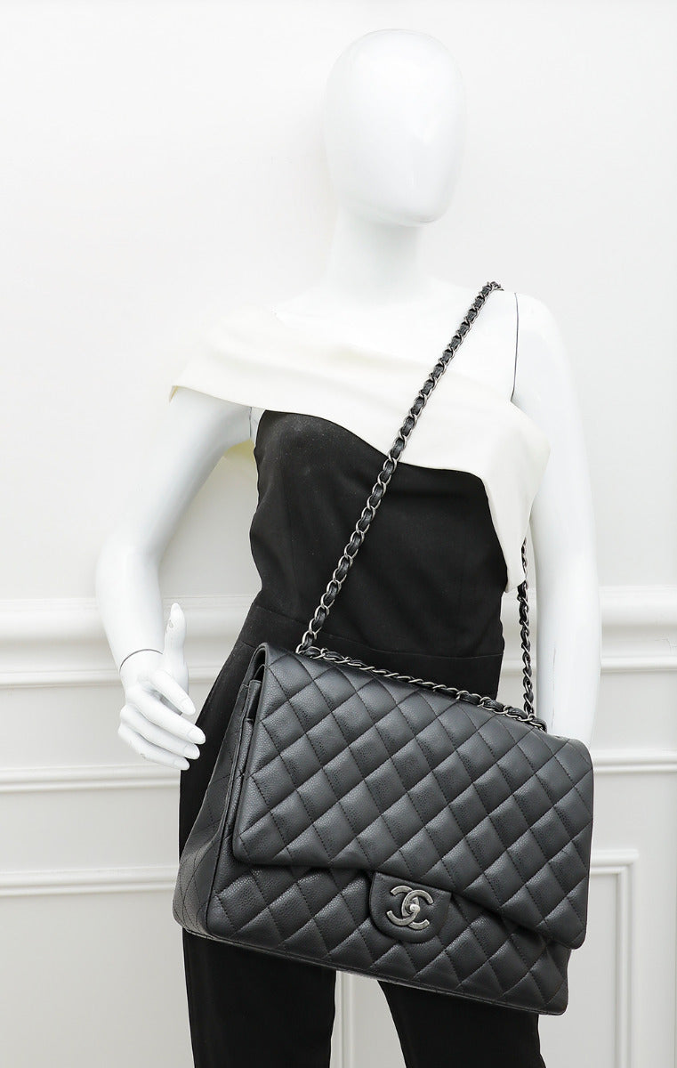 Chanel Black CC Classic Double Flap Maxi Bag