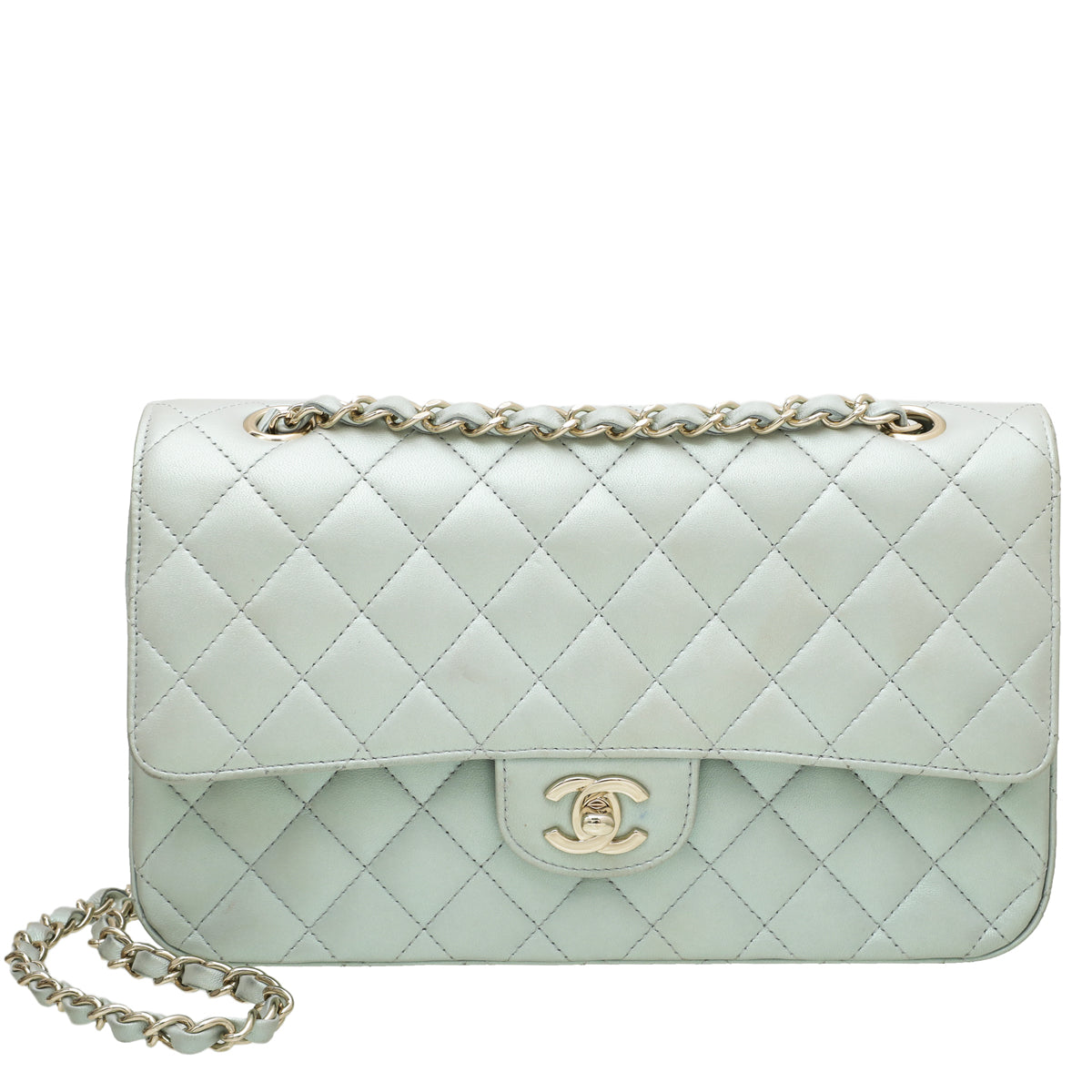 Chanel Pearly Green CC Classic Double Flap Medium Bag