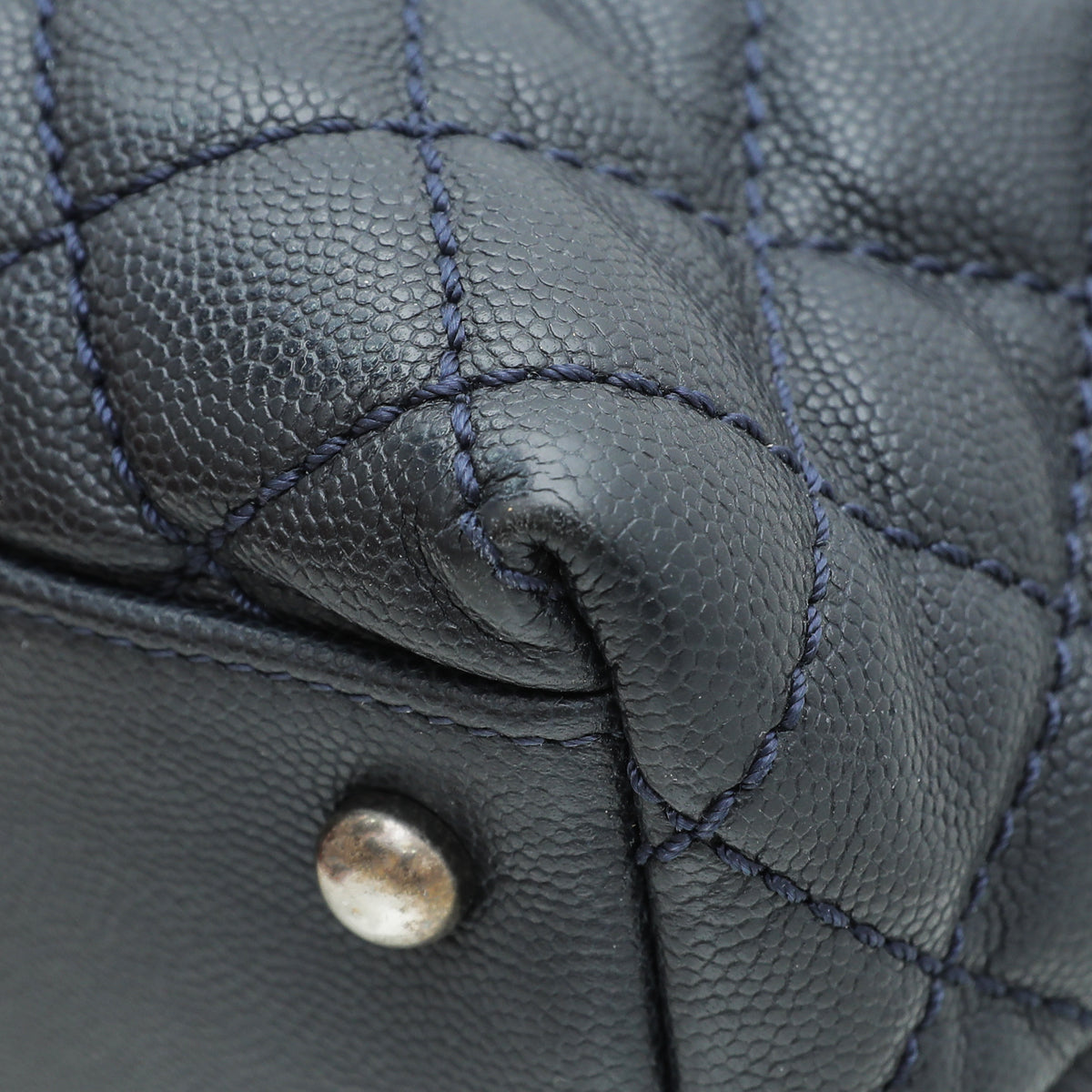 Chanel Navy Blue Coco Handle Maxi Bag