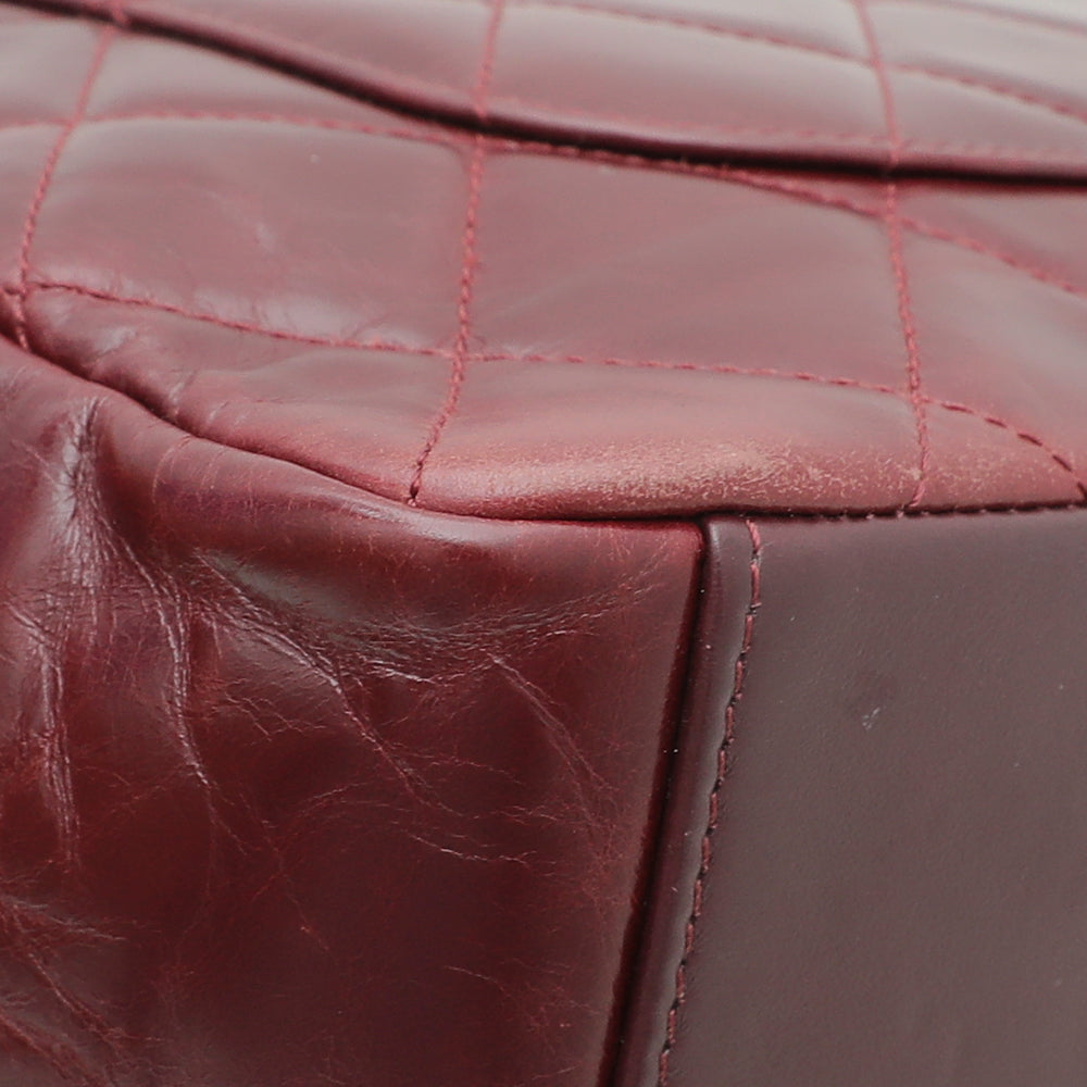 Chanel Burgundy CC Glazed Gold Bar Top Handle Flap Bag