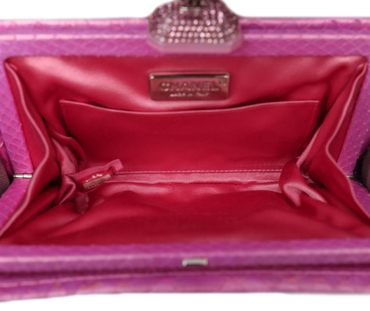 Chanel Pink CC Metallic Python Clutch