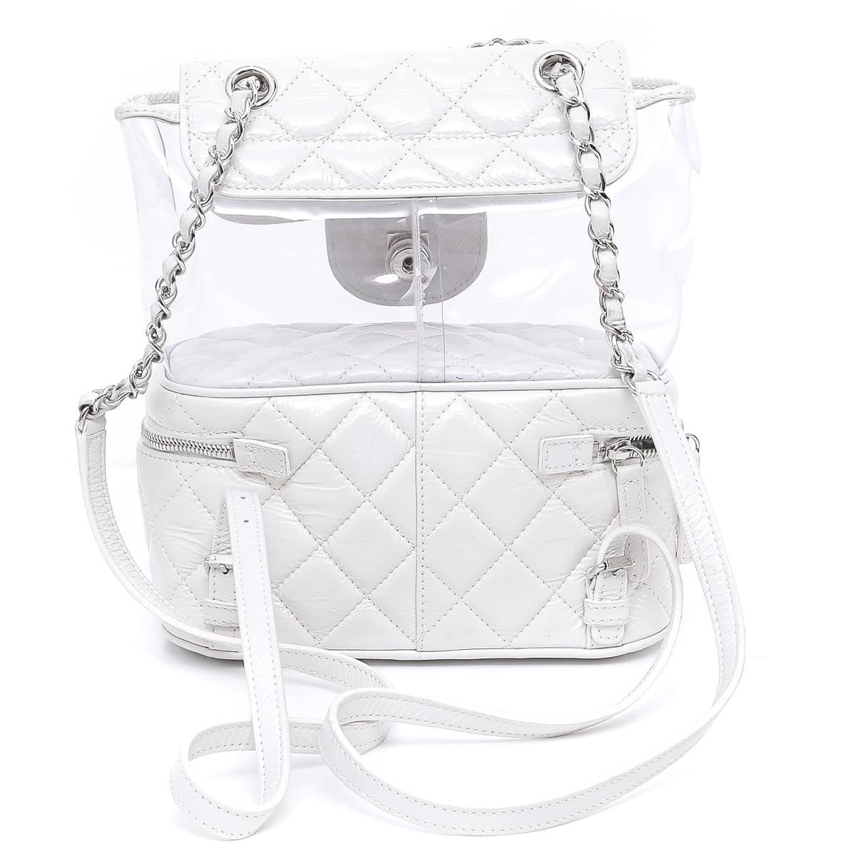 Chanel White CC Crumpled Backpack