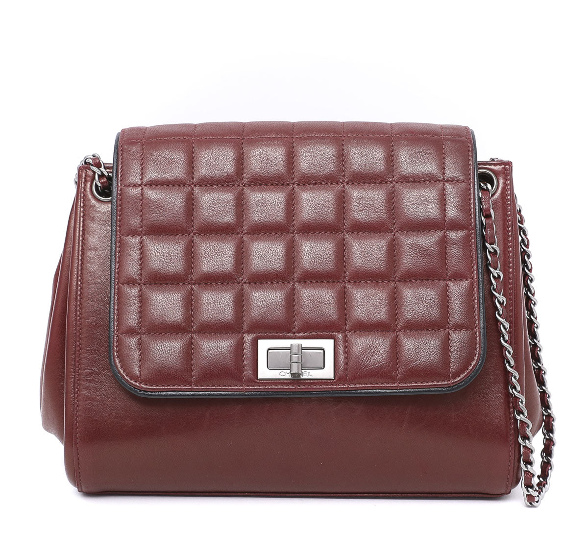 Chanel Dark Red Chocolate Bar Accordion Reissue Bag