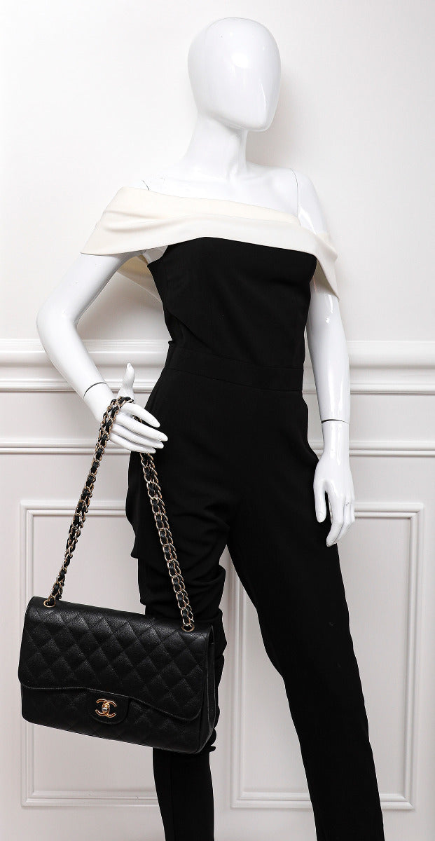 Chanel Black Classic Double Flap Jumbo Bag