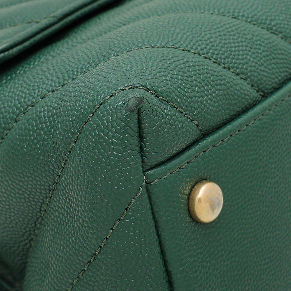Chanel Olive Green Chevron Coco Handle Small Bag