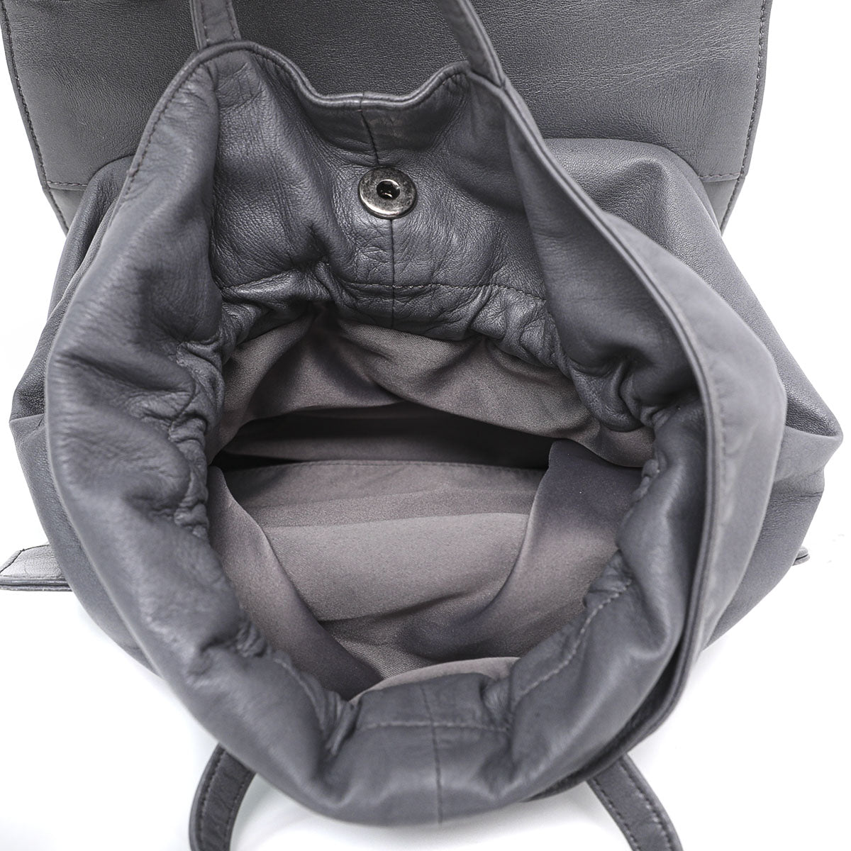 Chanel Gray Drawstring Shopping Flap Bag