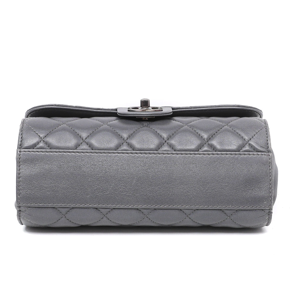 Chanel Gray Drawstring Shopping Flap Bag