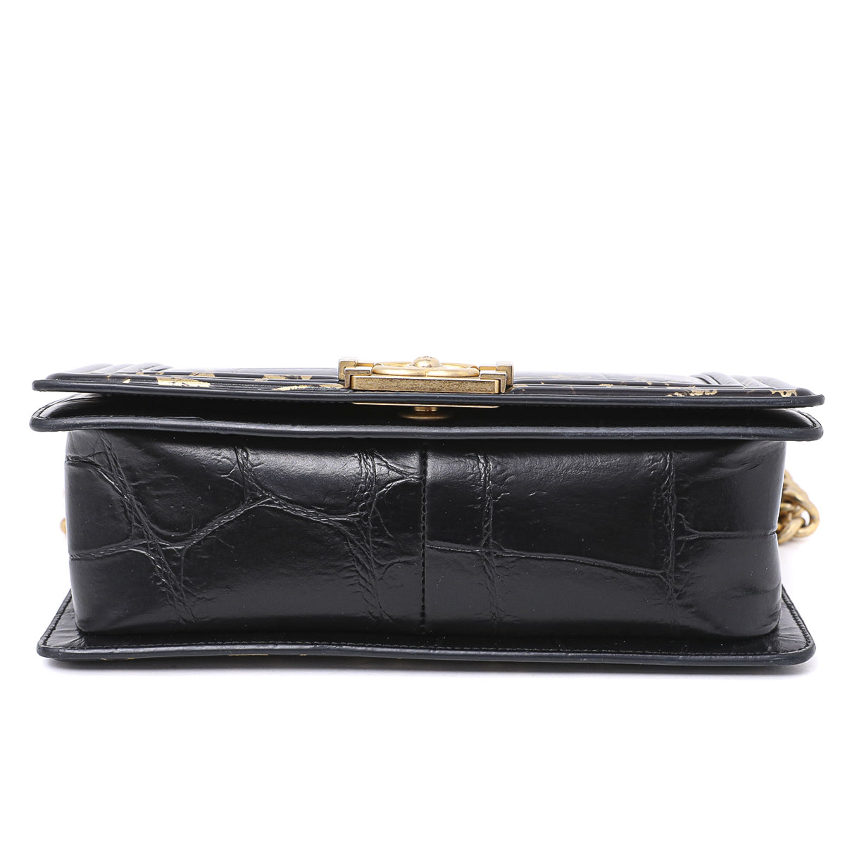 Chanel Black Crocodile Graffiti Boy Bag