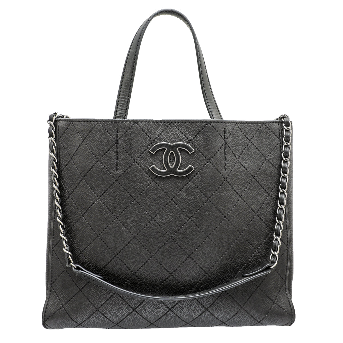 Chanel Black Hampton Convertible Tote Bag