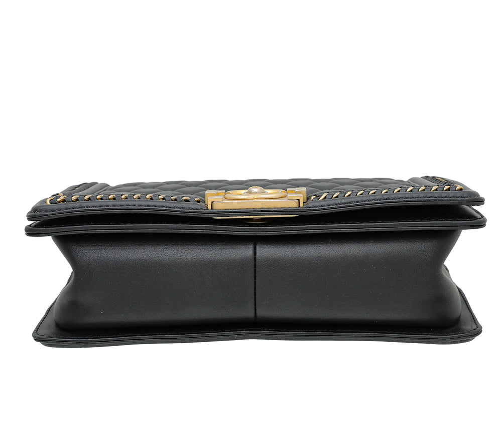 Chanel Black Le Boy Handle Chain Medium Bag