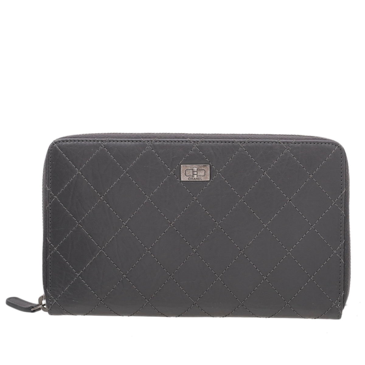 Chanel Gray Reissue Zippy Organizer Wallet