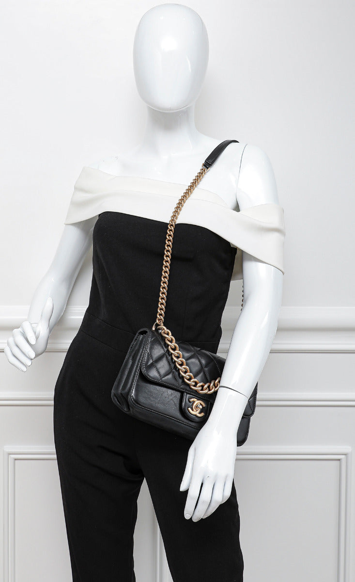 Chanel Black Straight Line Flap Bag