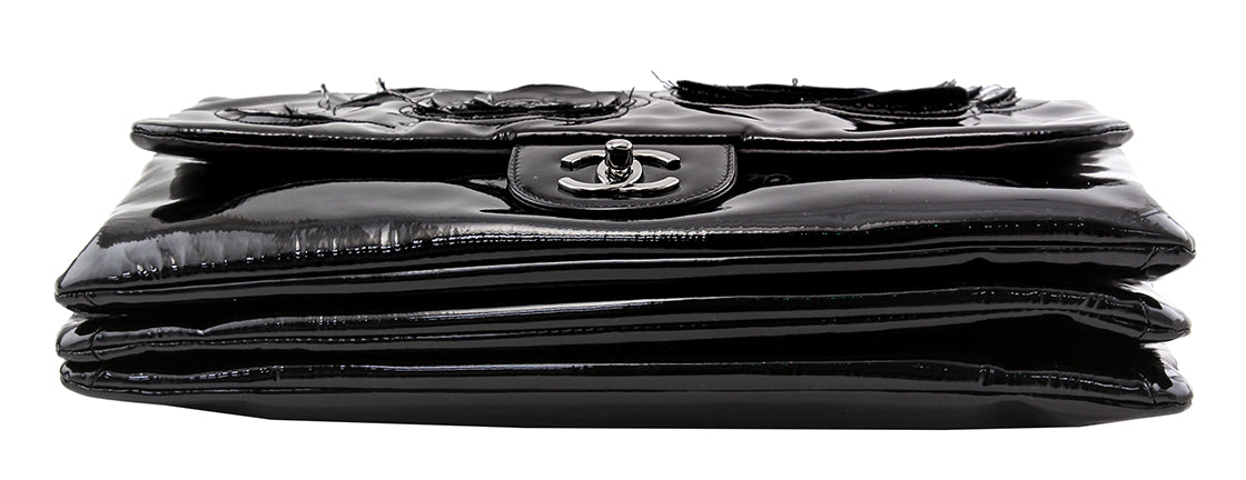 Chanel Black Tweed Camellia Maxi Flap Bag