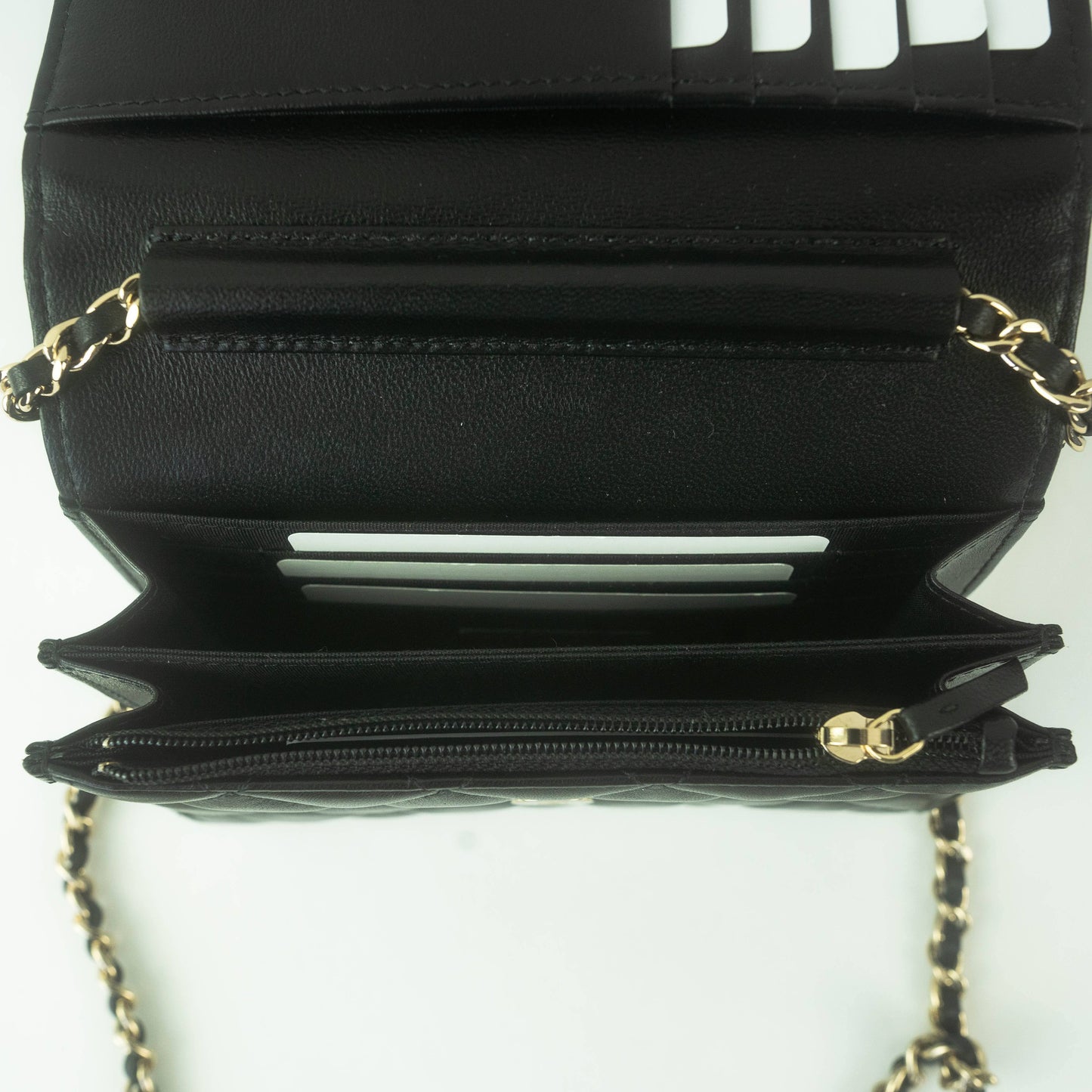 Chanel Lambskin Quilted Mini Camellia Bow Wallet On Chain Black