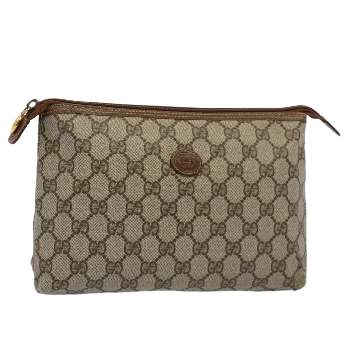Luxury Gucci GG Canvas Pouch PVC Leather Beige 014 115 6088  cl746